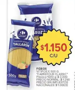 Carrefour Carrefour classic fideos v/tipos oferta