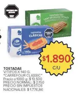 Carrefour Carrefour classic tostadas v/tipos oferta