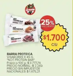 Carrefour Not protein bar barra proteica v/sabores oferta