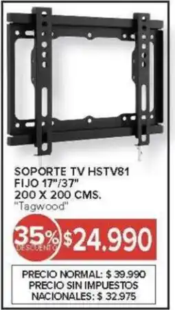 Carrefour Tagwood soporte tv hstv81 fijo 17"/37" oferta