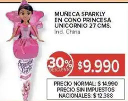 Carrefour Sparkly muñeca en cono princesa unicornio oferta