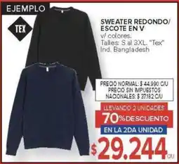 Carrefour Tex sweater redondo/ escote en v v/ colores. oferta