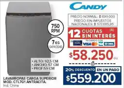 Carrefour Candy lavarropas carga superior oferta