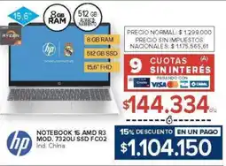 Carrefour Hp notebook 15 amd r3 oferta