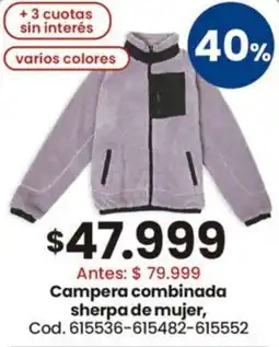 Coto Campera combinada sherpa de mujer oferta