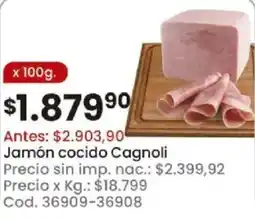 Coto Jamón cocido cagnoli oferta