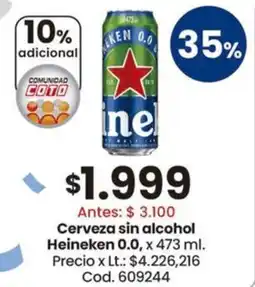 Coto Heineken 0.0 cerveza sin alcohol oferta