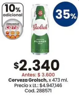 Coto Grolsch cerveza oferta