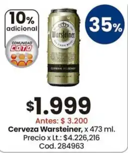 Coto Warsteiner cerveza oferta