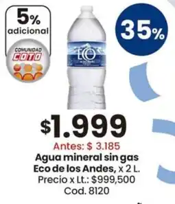 Coto Eco de los andes agua mineral sin gas oferta