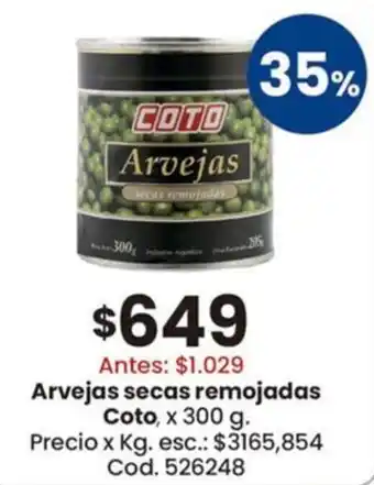Coto Coto arvejas secas remojadas oferta