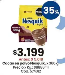Coto Nestlé nesquik cacao en polvo oferta