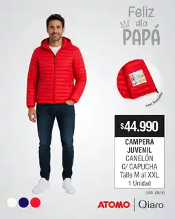 Atomo Conviene Campera juvenil canelón c/ capucha oferta