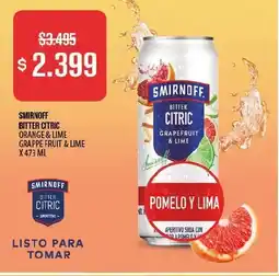 Makro Smirnoff bitter citric orange & lime grappe fruit & lime oferta