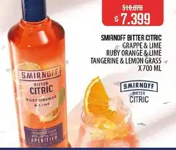 Makro Smirnoff bitter citric grappe & lime ruby orange & lime tangerine & lemon grass oferta