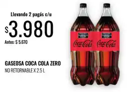 Supermercados Tadicor Coca cola gaseosa zero no retornable oferta