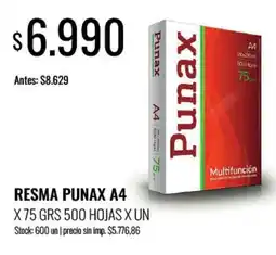 Supermercados Tadicor Resma punax A4 oferta