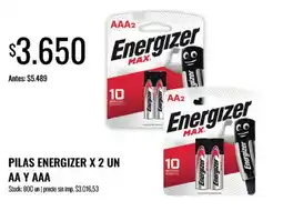 Supermercados Tadicor Pilas energizer AA y AAA oferta