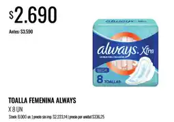 Supermercados Tadicor Always toalla femenina oferta