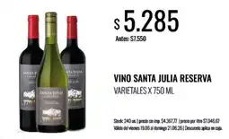 Supermercados Tadicor Santa julia vino reserva varietales oferta