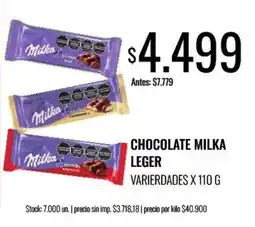 Supermercados Tadicor Milka chocolate leger varierdades oferta