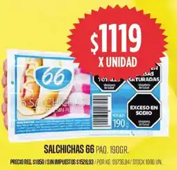 Supermercados Vea 66 salchichas paq. oferta