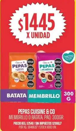 Supermercados Vea Cuisine & Co pepas membrillo o batata, paq. oferta