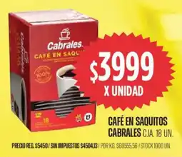 Supermercados Vea Cabrales café en saquitos cja. oferta