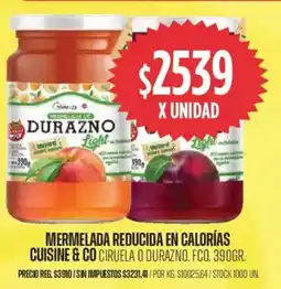 Supermercados Vea Cuisine & Co mermelada reducida en calorías ciruela o durazno, fco. oferta