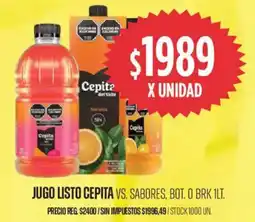 Supermercados Vea Cepita jugo listo vs. sabores, bot. o brk oferta