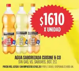 Supermercados Vea Cuisine & co agua saborizada sin gas, vs. sabores, bot. oferta