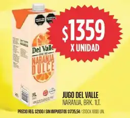 Supermercados Vea Del valle jugo naranja, brk. oferta