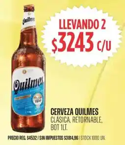 Supermercados Vea Quilmes ccerveza lásica, retornable, bot oferta