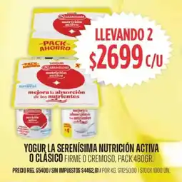 Supermercados Vea Yogur la serenísima nutrición activa o clásico firme o cremoso, pack oferta