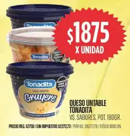 Supermercados Vea Tonadita queso untable vs. sabores, pot. oferta
