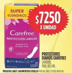 Supermercados Vea Protectores diarios carefree largos, paq. oferta