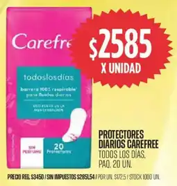 Supermercados Vea Protectores diarios carefree todos los días, paq. oferta