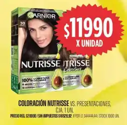 Supermercados Vea Garnier coloración nutrisse vs. presentaciones, cja. oferta