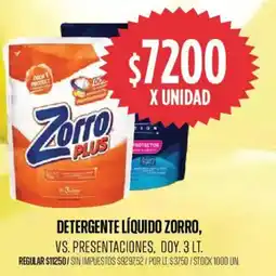 Supermercados Vea Detergente líquido zorro, vs. presentaciones, doy oferta