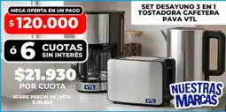 Supermayorista Vital Set desayuno 3 en 1 tostadora cafetera pava vtl oferta