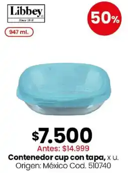 Coto Libbey contenedor cup con tapa oferta