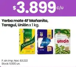 Changomas Mañanita, taragui, unión yerba mate 4F oferta