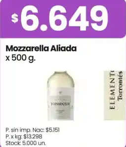 Changomas Aliada mozzarella oferta