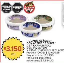 Carrefour Carrefour clasic hummus clásico/ con aceite de oliva/ de ajo ahumado/ con pimenton oferta