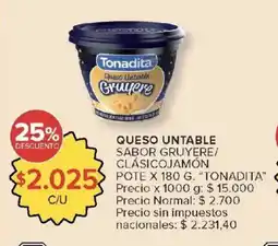 Carrefour Tonadita sabor gruyere/ clásicojamón pote oferta