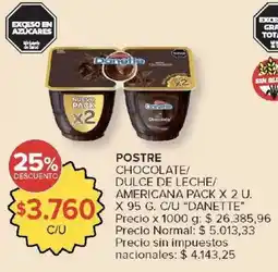 Carrefour Danette postre chocolate/ dulce de leche/ americana pack oferta