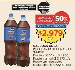 Carrefour Pepsi cola gaseosa regular botella oferta