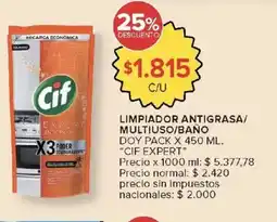 Carrefour Cif expert limpiador antigrasa/ multiuso/baño doy pack oferta