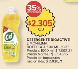 Carrefour Cif detergente bioactive limón/lima botella oferta
