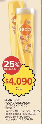 Carrefour Sedal shampoo/ acondicionador v/tipos oferta